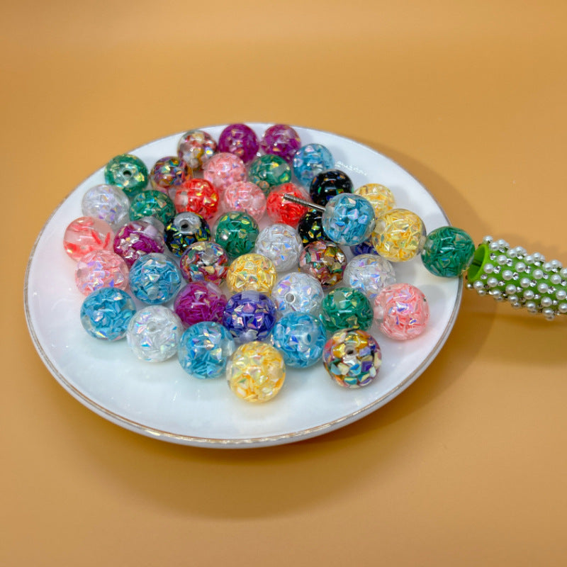 Glitter Resin Beads 16mm Round Glossy Multicolor Sparkle 30pcs 4