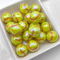 Plating Round Acrylic Beads 16mm UV Tennis Design 100pcs 12