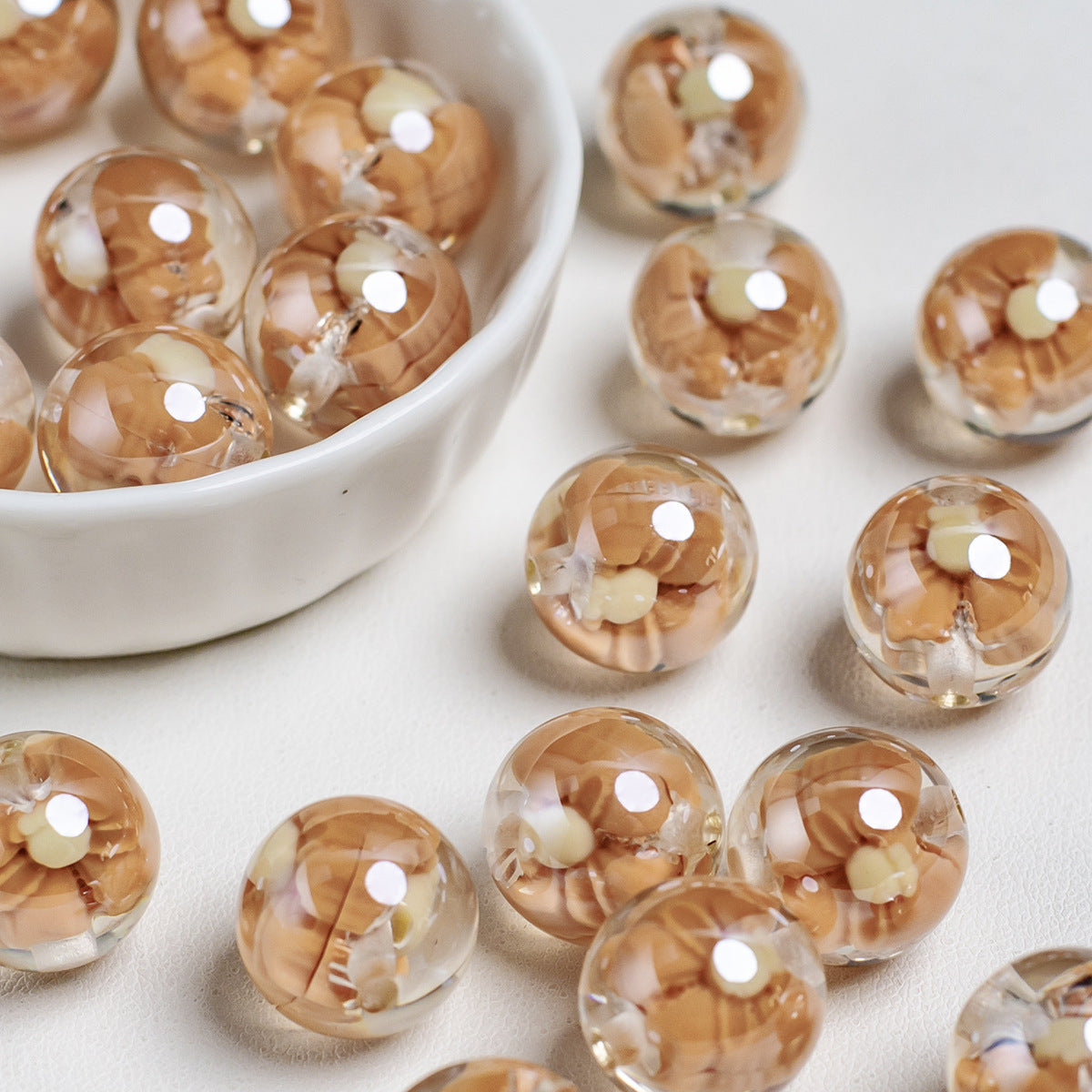 Sweet Bow Inside Resin Round Acrylic Beads 16mm 10pcs 11