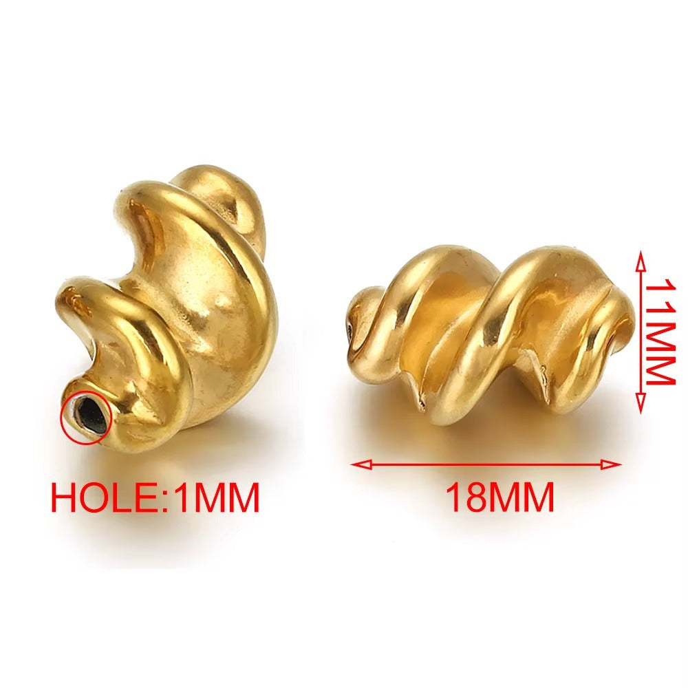 Stainless Steel Twist Metal Beads 8-11mm Color Retaining 5pcs 9