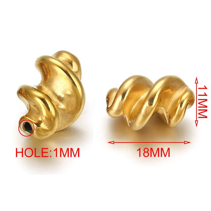 Stainless Steel Twist Metal Beads 8-11mm Color Retaining 5pcs 9