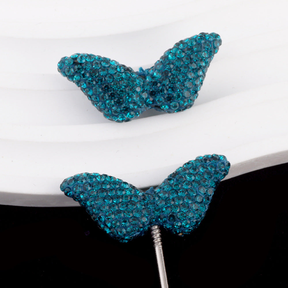Polymer Clay Wing Rhinestone Beads 37mm Full Rhinestone Pave 6pcs 13