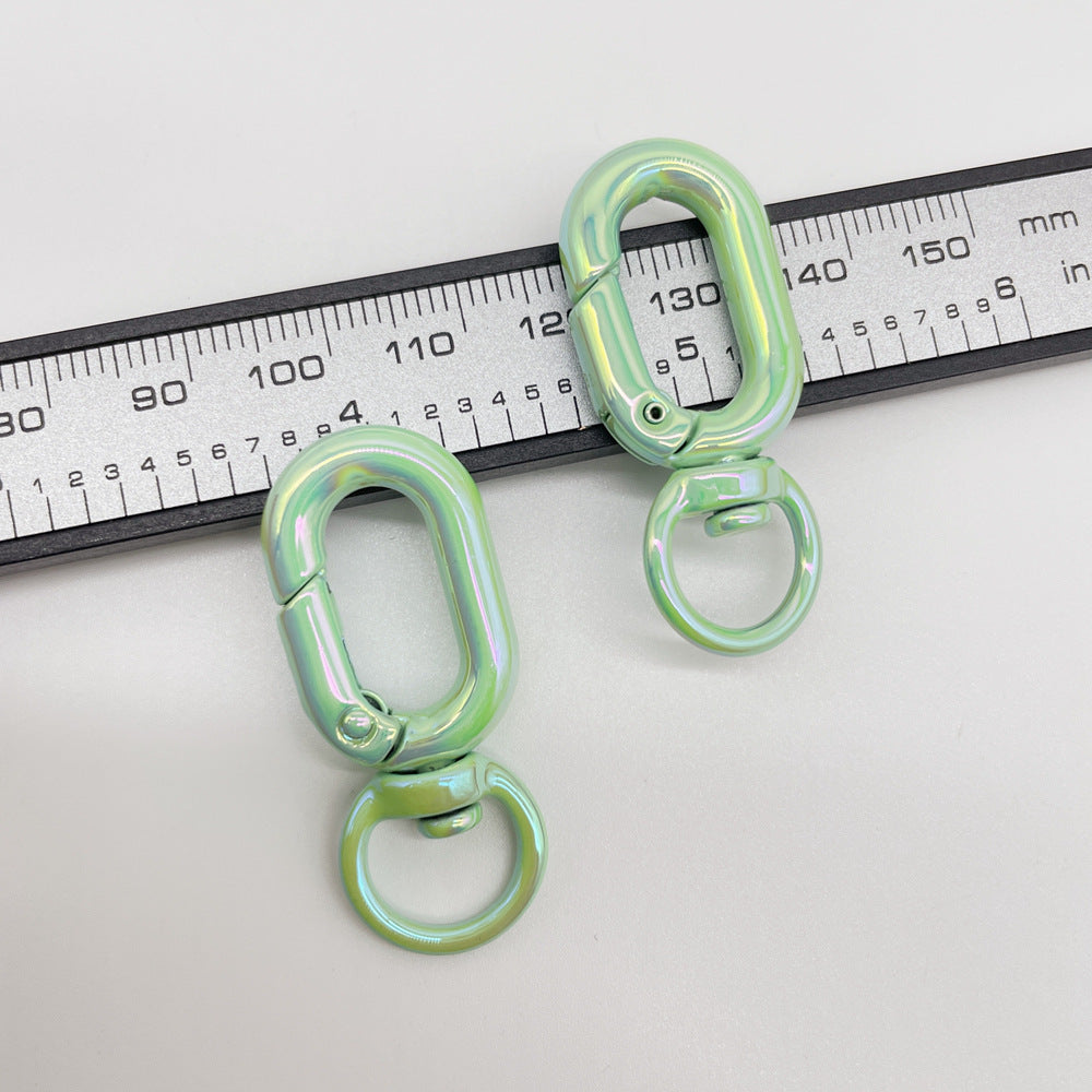 Colorful Zinc Alloy O Shaped Swivel Buckle Keychain Clasps 38mm 5pcs 11