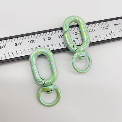Colorful Zinc Alloy O Shaped Swivel Buckle Keychain Clasps 38mm 5pcs 11