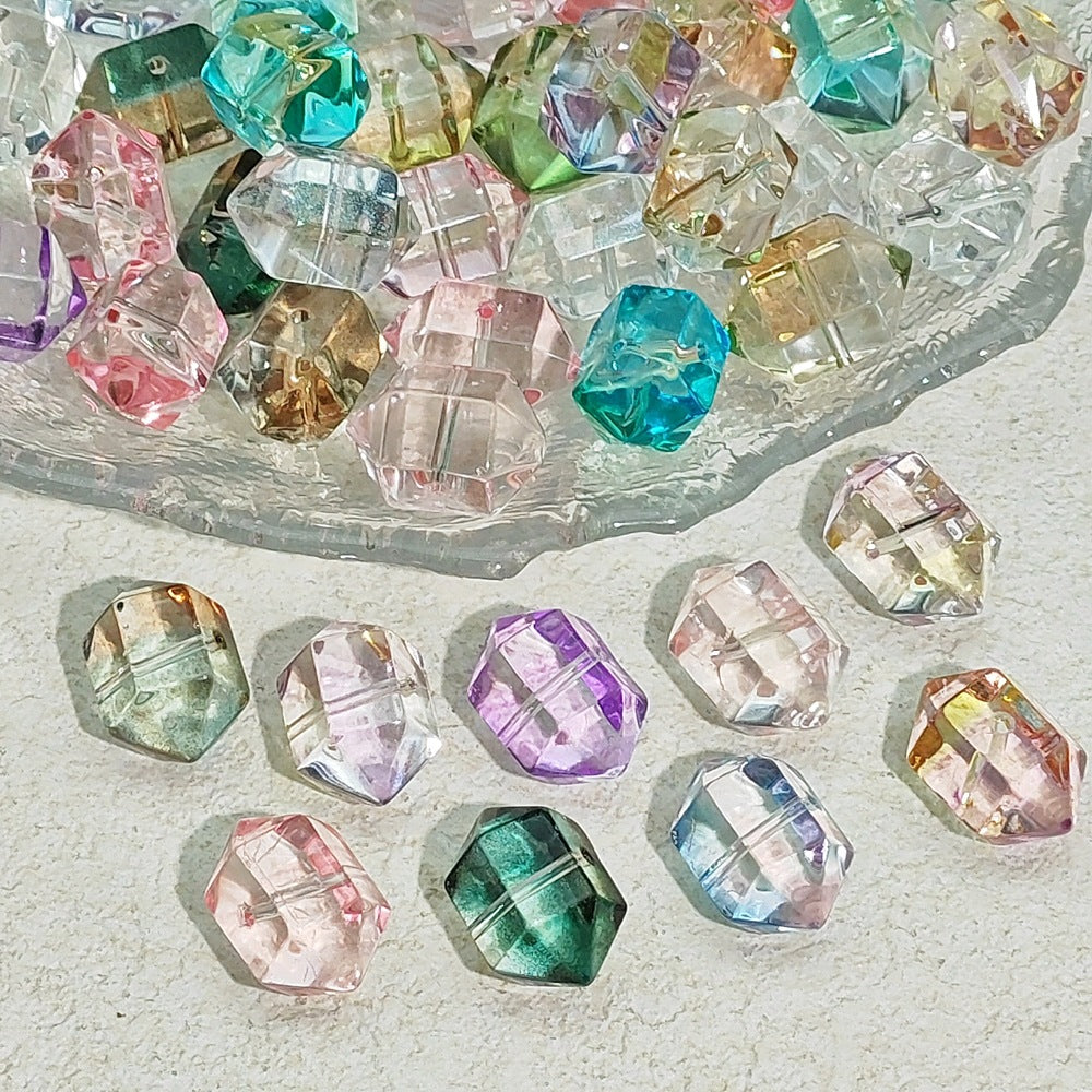 Gradient Faceted Hexagonal Prisms Glass Beads 20mm 25pcs