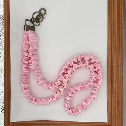 Stretchy Satin Scrunchie Lanyard Keychain Ruched Texture 49cm 1pc 22