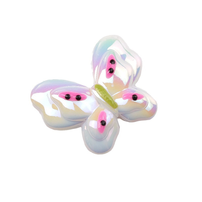 Colorful Plating Butterfly Acrylic Beads 29mm Mixed Smooth Faceted 10pcs 2