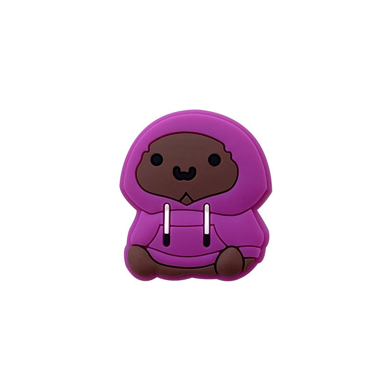 Silicone Focal Beads Cartoon Chicken Wearing Purple Hoodie 20pcs 9