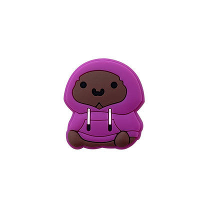 Silicone Focal Beads Cartoon Chicken Wearing Purple Hoodie 20pcs 9