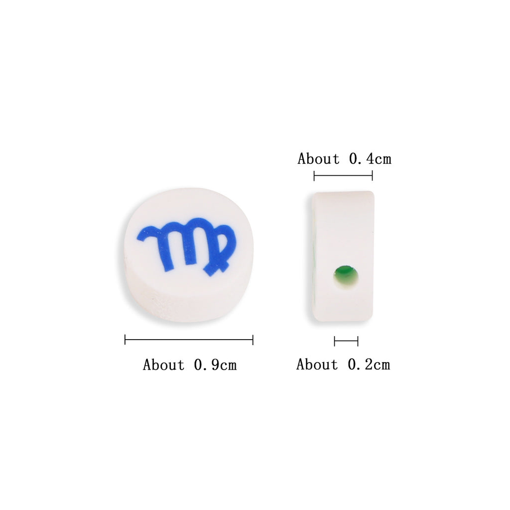 Flat Clay Beads 9mm Multicolor Twelve Constellation Zodiac 100pcs 2