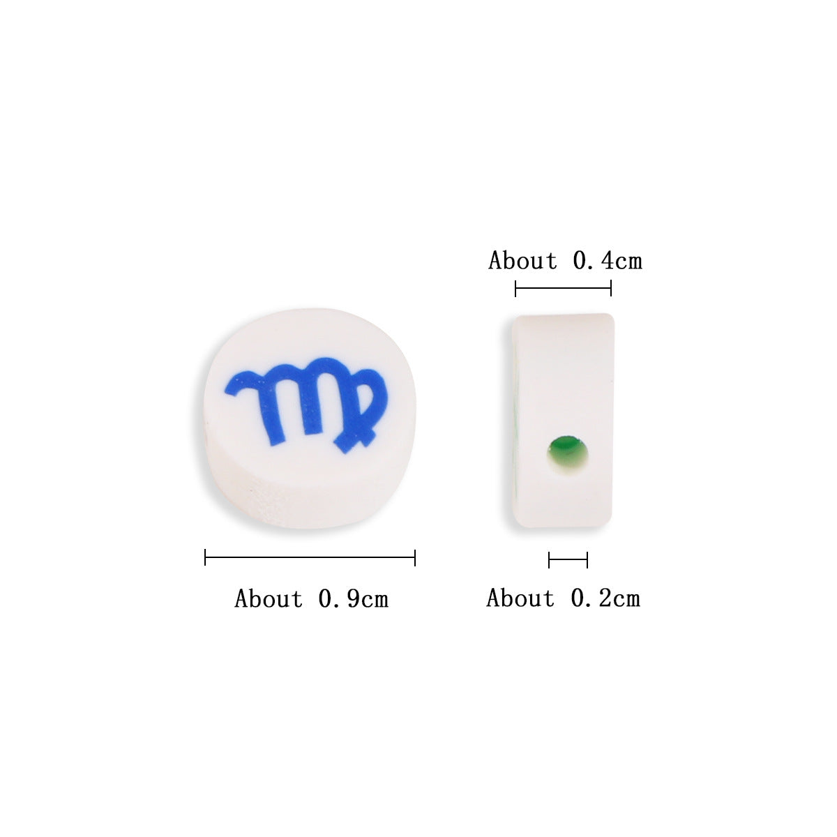 Flat Clay Beads 9mm Multicolor Twelve Constellation Zodiac 100pcs 2