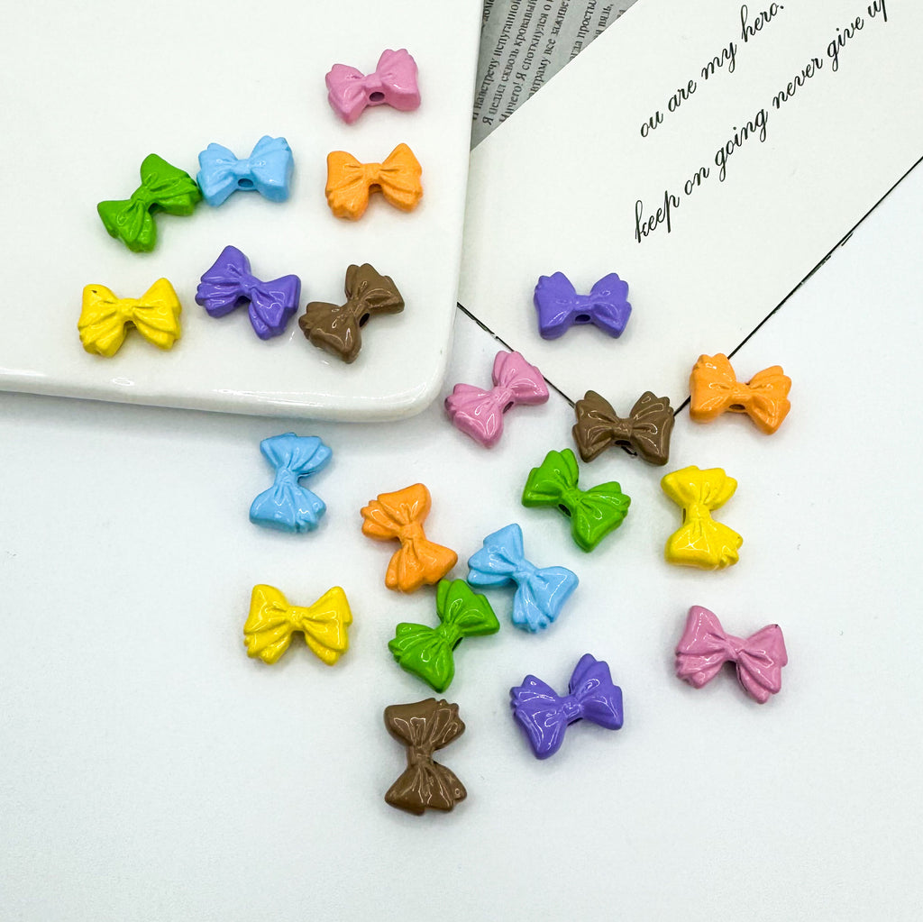 Bow Metal Beads 12mm Glossy Baking Painted Alloy 20pcs
