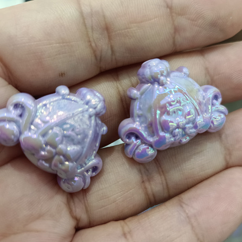UV Plating Pumpkin Cart Acrylic Beads 22*27mm Colorful 50pcs 7