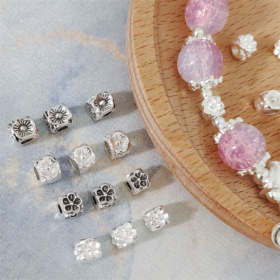 Alloy Flower Barrel Spacer Beads 5mm Tibetan Silver Style 90pcs 2