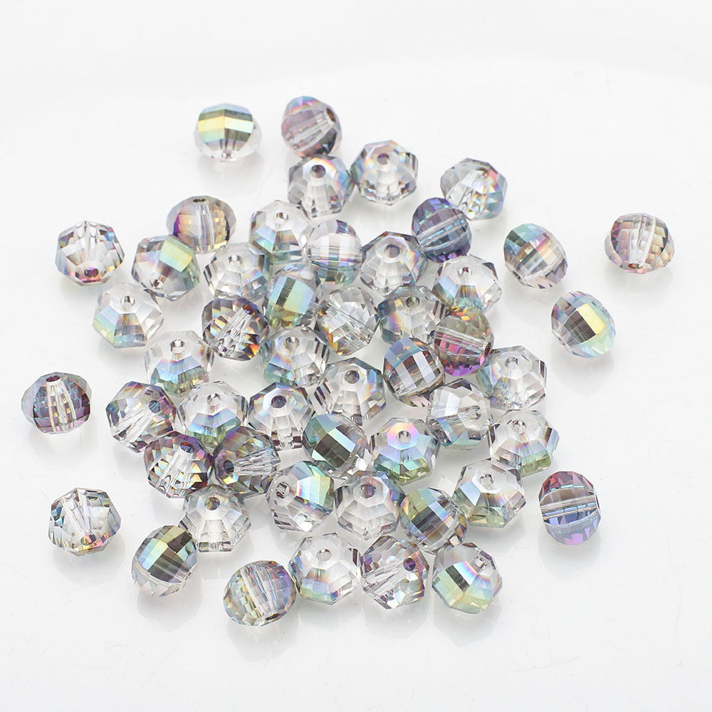 Faceted Glass Beads 8mm Watermelon Electroplated Iridescent 30pcs 18