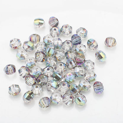 Faceted Glass Beads 8mm Watermelon Electroplated Iridescent 30pcs 18
