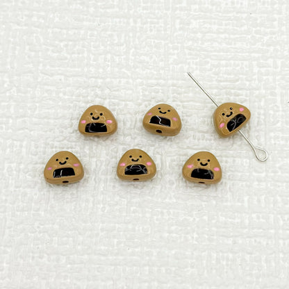 Japanese Rice Ball Metal Beads 8*10mm Enamel Painted Alloy 10pcs 15