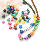 Plating Colorful Ink Painting Acrylic Beads 8-12mm Large Hole Mixed Colors 3