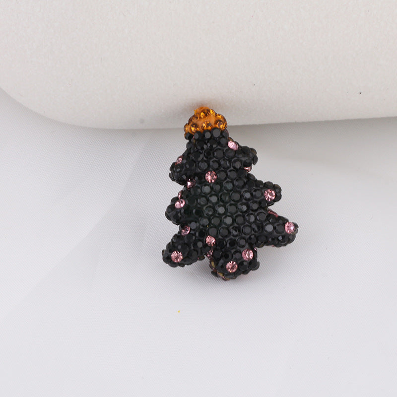 Polymer Clay Christmas Tree Rhinestone Beads 27mm Pre-Lit 2pcs 6