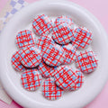 Flat Acrylic Beads 27mm Plaid Pattern Brand Logo Printed 5pcs 6