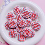 Flat Acrylic Beads 27mm Plaid Pattern Brand Logo Printed 5pcs 6