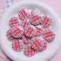 Flat Acrylic Beads 27mm Plaid Pattern Brand Logo Printed 5pcs 6