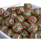 Rhinestone Bubblegum Beads 16-22mm Striped Christmas Green Red Coffee 5pcs 3