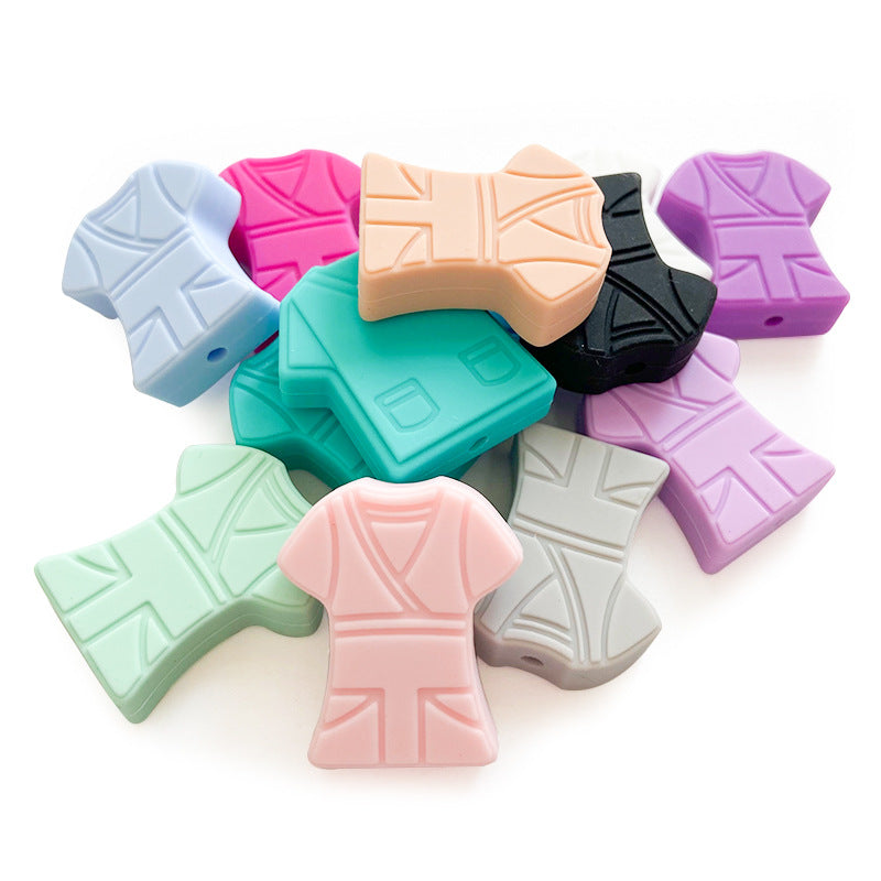 Silicone Focal Beads Kimono Design With Detailed Belt 10pcs 4