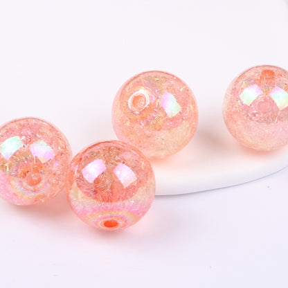 Transparent Bubblegum Beads 20mm Crackle Chunky Acrylic 10pcs 14
