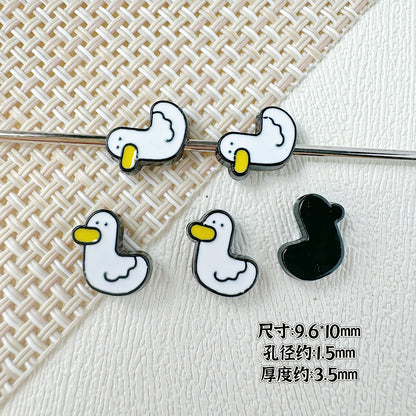 Baking Painted Duck and Strawberry Cake Metal Beads 13/10mm 20pcs 23