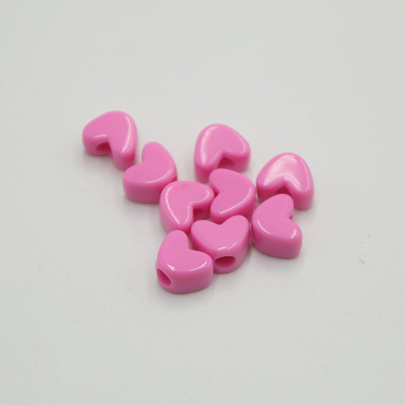 Macaron Colored Heart Acrylic Beads 12mm Large Hole Pastel 100pcs 11