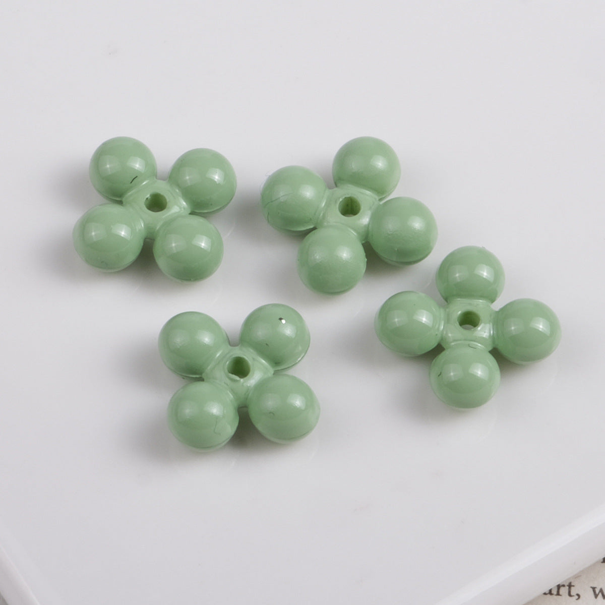 Acrylic Round Four Leaf Petal Spacer Beads 10mm Colored Baking Painted 100pcs 5