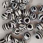 Zebra Stripe Bubblegum Beads 20mm Glossy Black and White Acrylic 10pcs 3