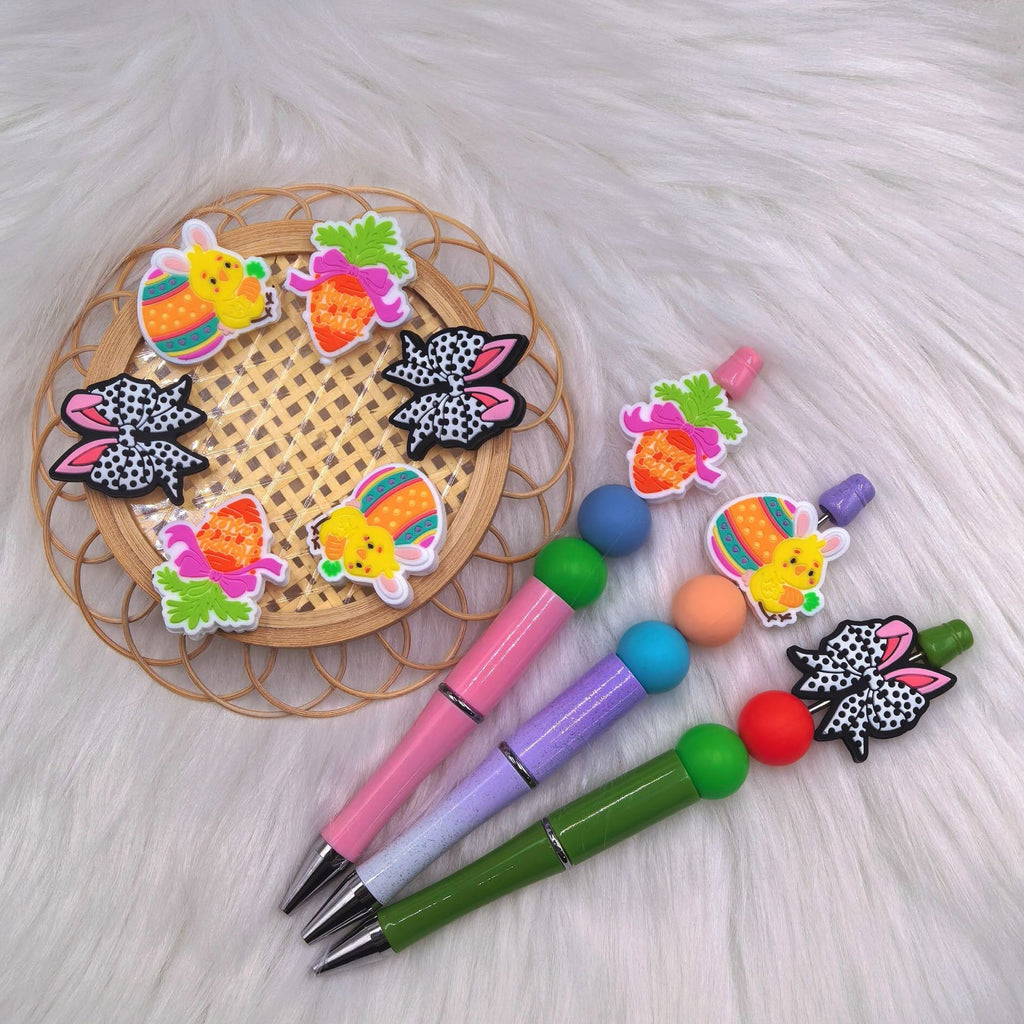 Silicone Focal Beads Easter Carrot Bunny Ear Bow 20pcs 2