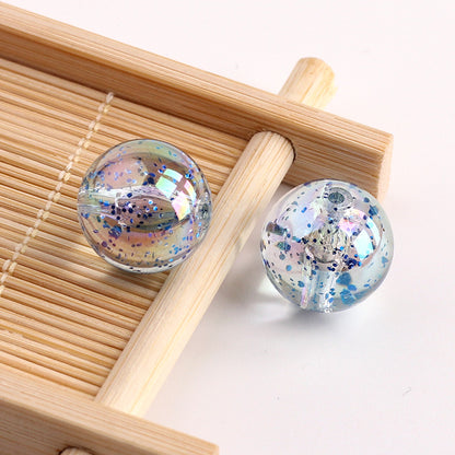 Plated Bubblegum Beads 18-20mm Transparent Mylar Flakes Filled 100g 11