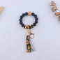 Leopard Print Silicone Bead Tassel Wristlet Keychain 8