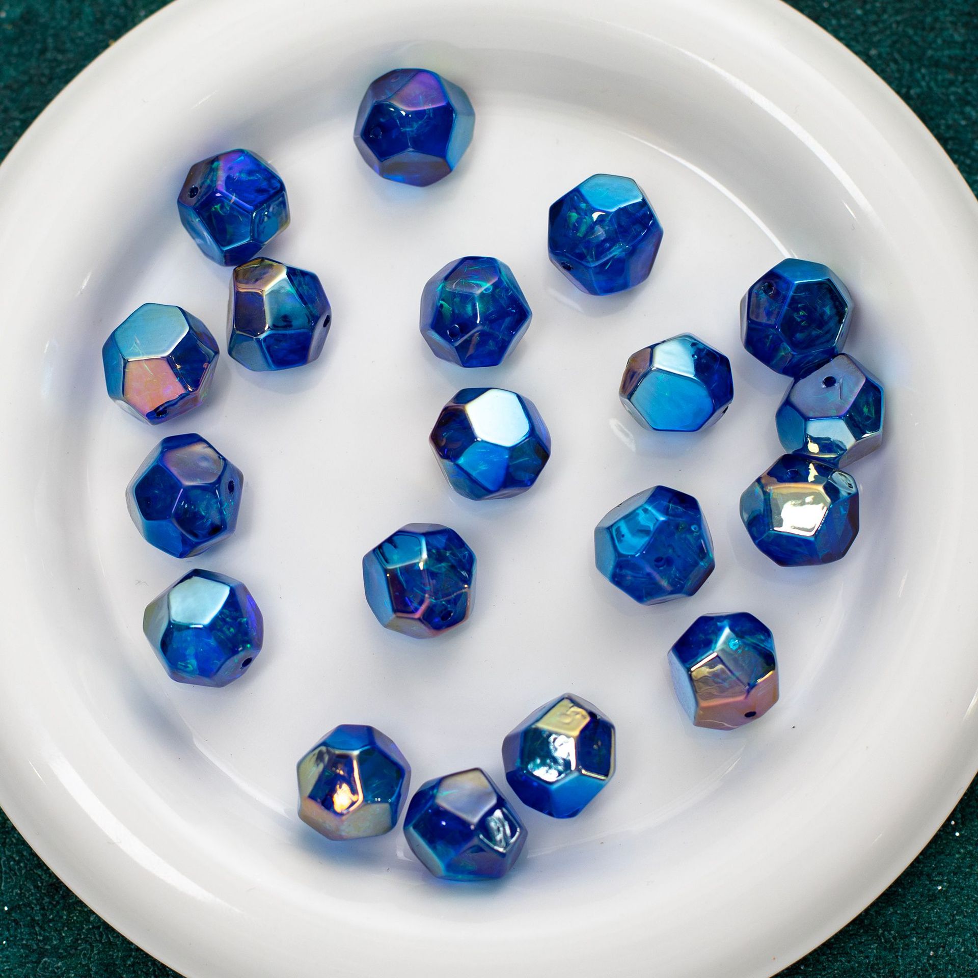 Faceted Iridescent Resin Beads 16mm Mixed Colors 10pcs 11