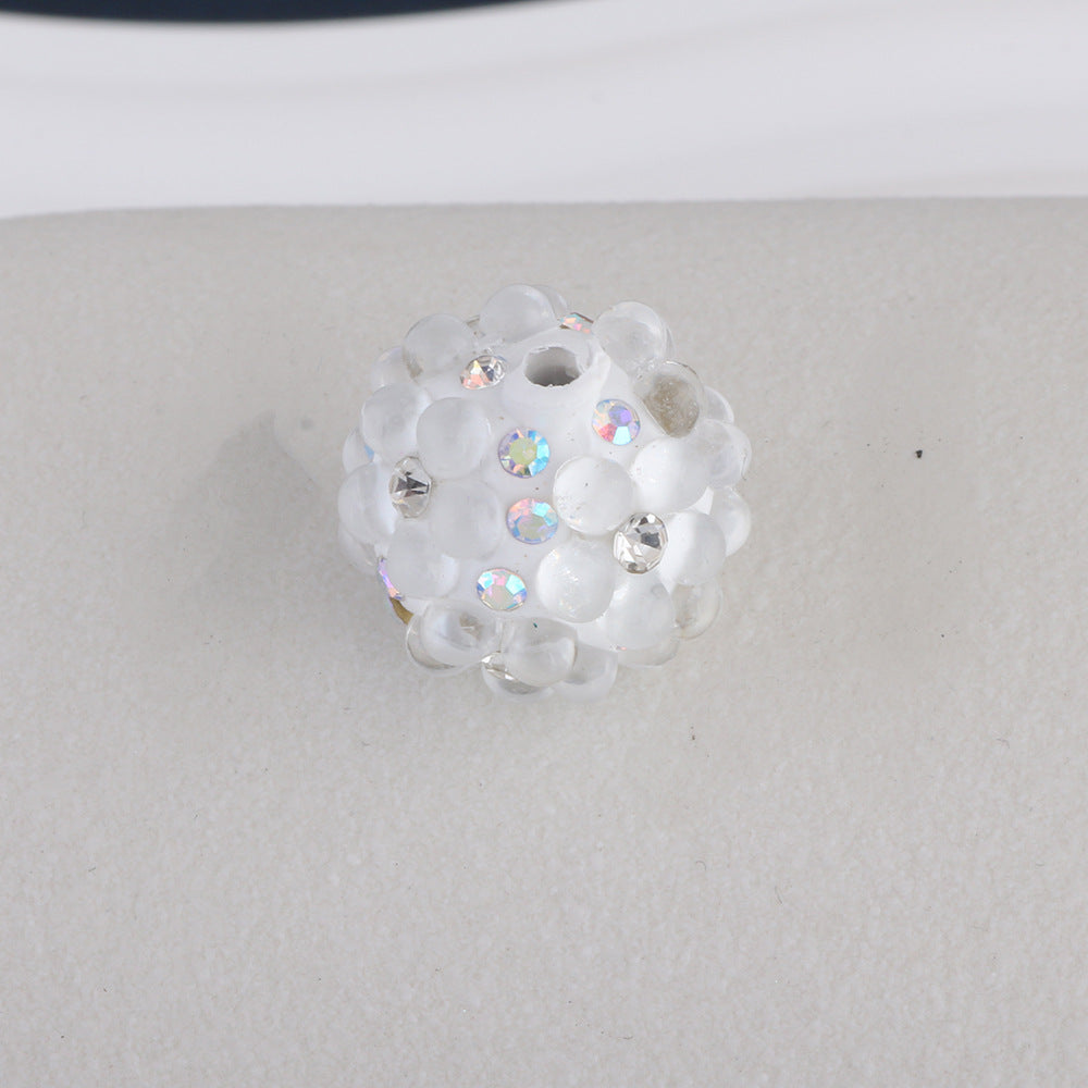 Flower Pattern Rhinestone Bubblegum Beads 15mm Polymer Clay 10pcs 8