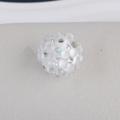Flower Pattern Rhinestone Bubblegum Beads 15mm Polymer Clay 10pcs 8