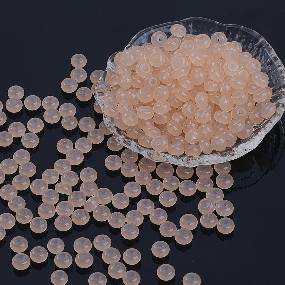 Glass Rondelle Spacer Beads 8mm Semi Transparent Imitation Jade 100pcs 12
