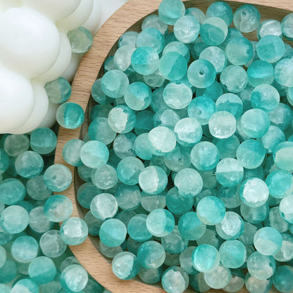 Frosted Round Glass Beads 10mm Jade Crushed Texture 30pcs 15