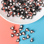 Penguin Flat Clay Beads 10mm Polymer Holiday Design 100pcs 3