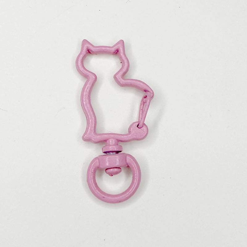 Zinc Alloy Kitten Shaped Colorful Buckle Keychain Clasps 20pcs 37mm 19