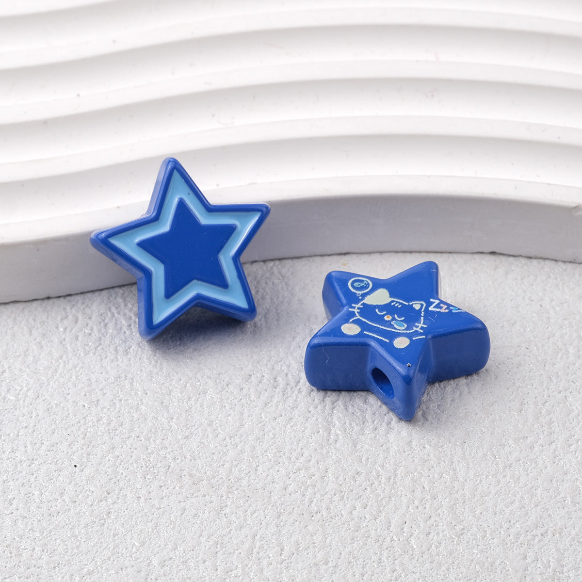 Star Acrylic Beads 22mm Cat Pattern Glossy Colorful 20pcs 19