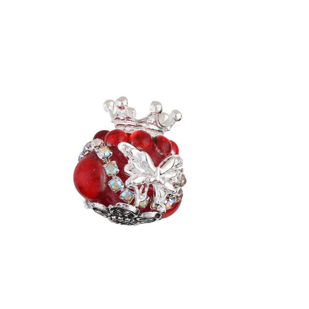 Butterfly Crown Polymer Clay Rhinestone Beads 21mm Round 6pcs 5
