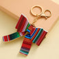 Elegant Bow PU Leather Keychains 15cm Colorful Printed 2pcs 9