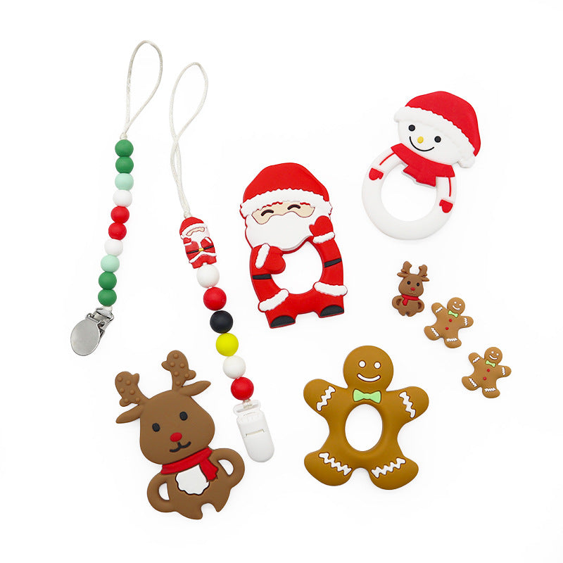 Silicone Focal Beads Christmas Santa Claus Snowman Reindeer 20pcs 4