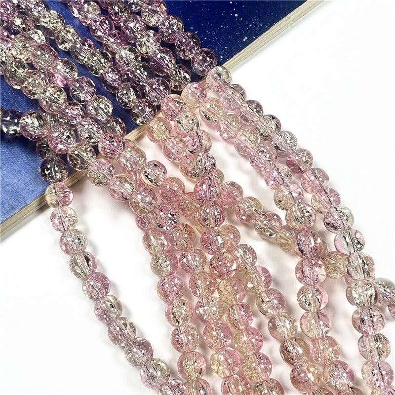 Crackle Flower Glass Beads 8mm Soft Purple Blue Gradient 3 Strands 28