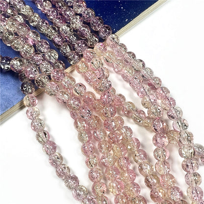 Crackle Flower Glass Beads 8mm Soft Purple Blue Gradient 3 Strands 28