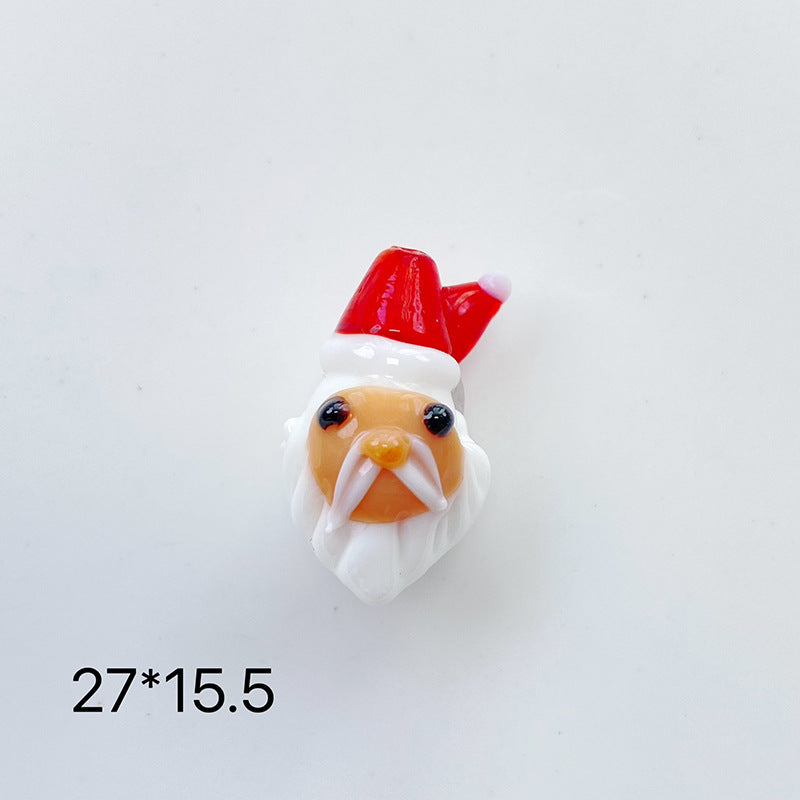 Hand Painted 3D Christmas Lampwork Glass Beads Snowman Santa Motifs 1pc 11